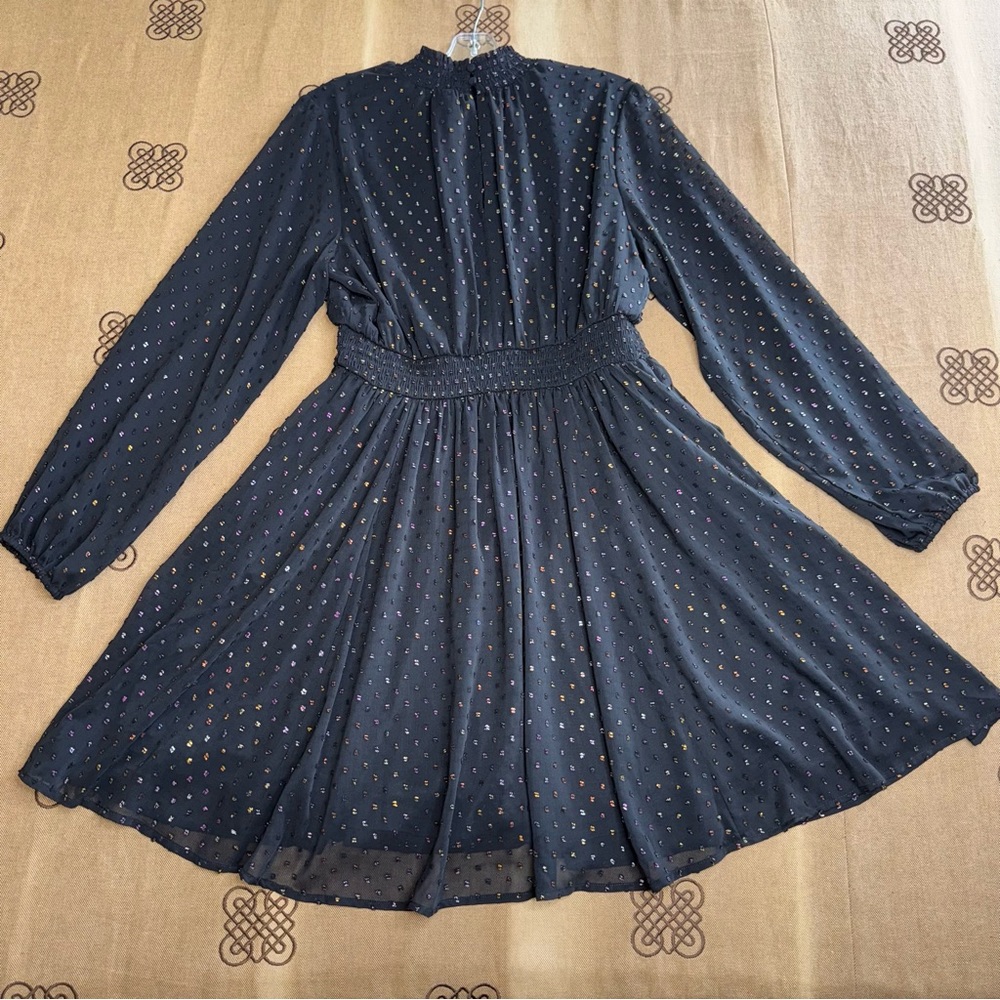 Torrid NWT! Mini Rainbow Clip Dot Blouson Sleeve Dress In Black Size 00 (M/L) - Picture 12 of 15